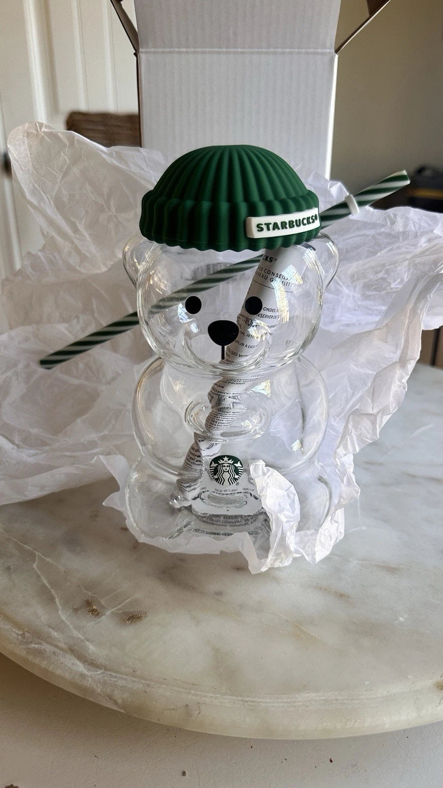BEARISTA BEAR Glass Jar Cold Cup Tumbler Straw